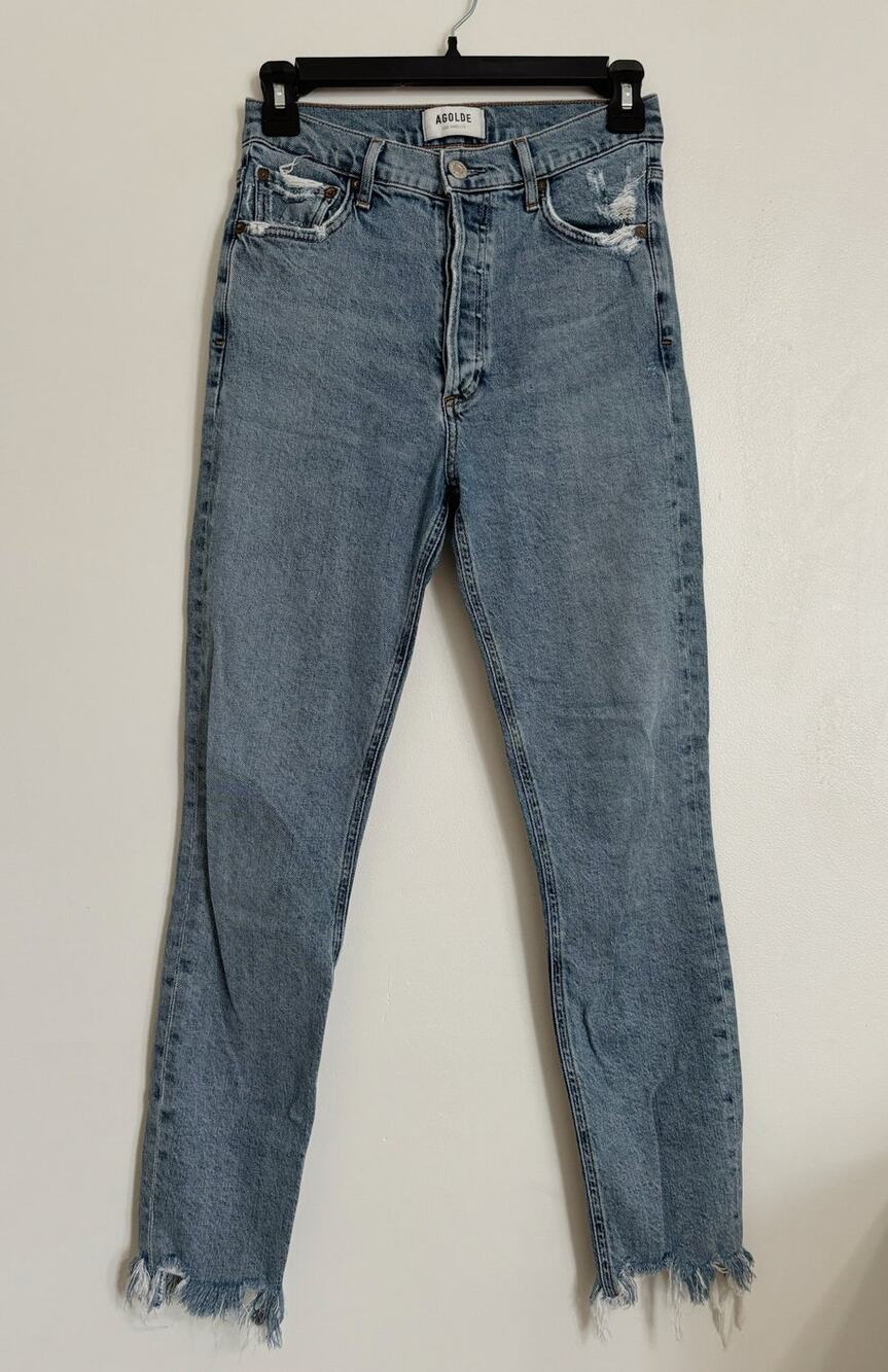 Light Wash Agolde Nico High Rise Slim Fit Jeans Rooted 25